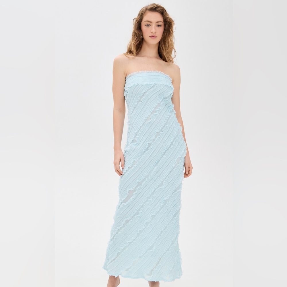 Anthropologie Light Blue Strapless Dress - Picture 2 of 5
